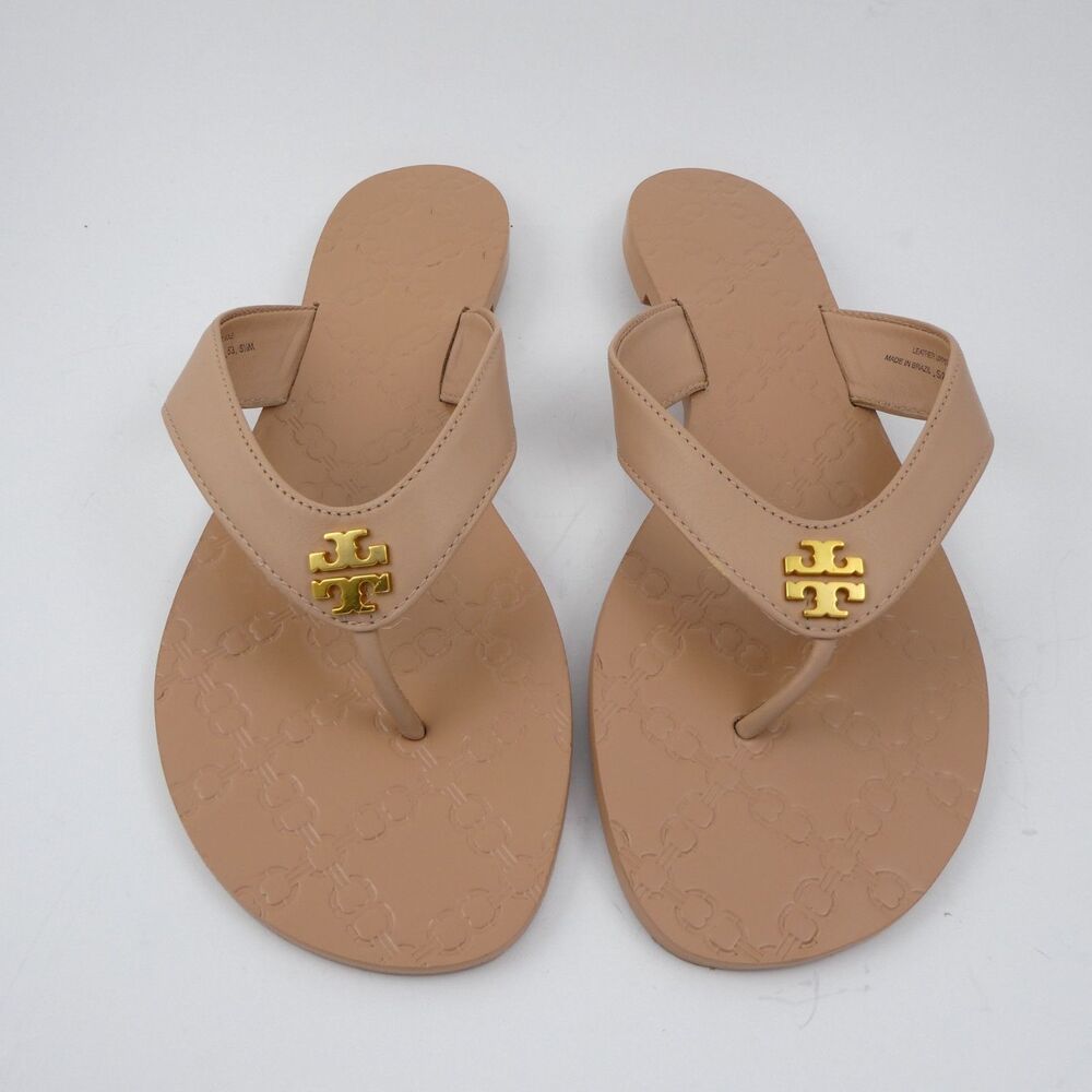 Tory Burch Monroe Women’s US:8.5 M Light Makeup Blush Leather Thong Sandals - Picture 4 of 6